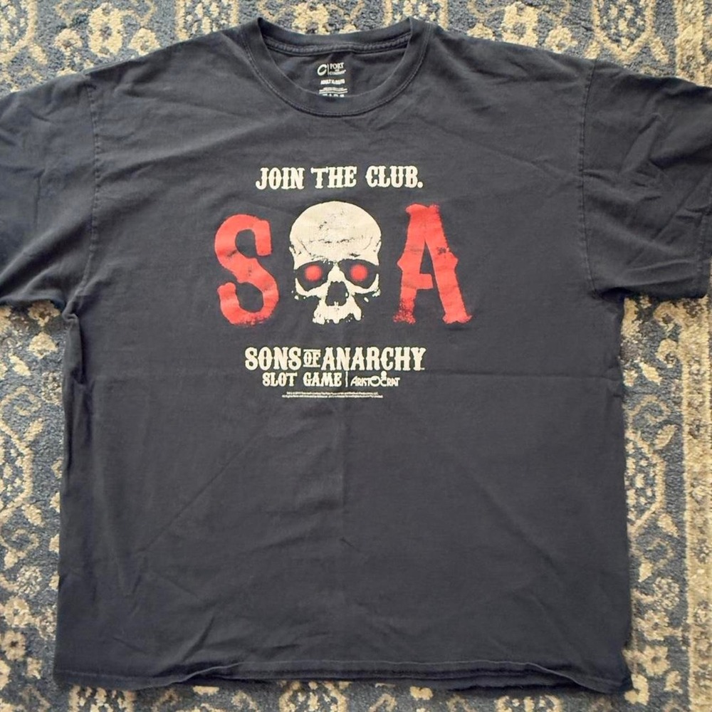 Sons of Anarchy SOA Skull Graphic T-Shirt Biker Black XL SAMCRO TV Promo Tee